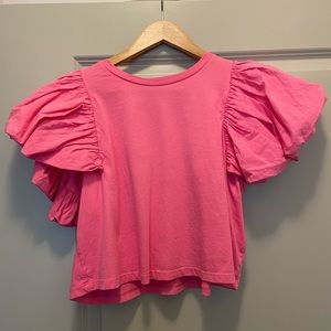 Zara Hot Pink Puff Sleeve Top